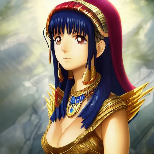 Prompt: portrait of cleopatra the last pharaoh, anime fantasy illustration by tomoyuki yamasaki, kyoto studio, madhouse, ufotable, square enix, cinematic lighting, trending on artstation