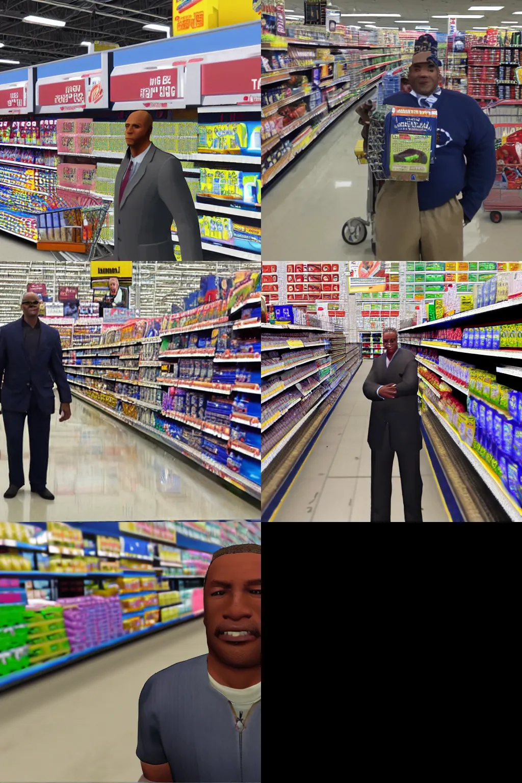 Prompt: franklin clinton at walmart in los santos