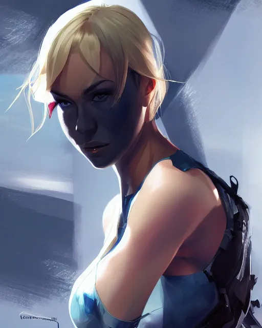 Prompt: yvonne strahovski, very sexy comicon outfit, medium shot, visible face, detailed face, perfectly shaded, atmospheric lighting, by makoto shinkai, stanley artgerm lau, wlop, rossdraws