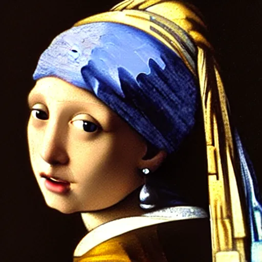 Prompt: high definition portrait of Girl With a Pearl Earring by Leonardo da Vinci