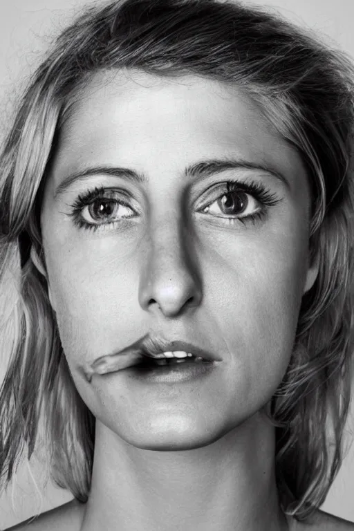 Image similar to melanie laurent made out of ketchup, ketchup in the shape of a human being, professional food photography