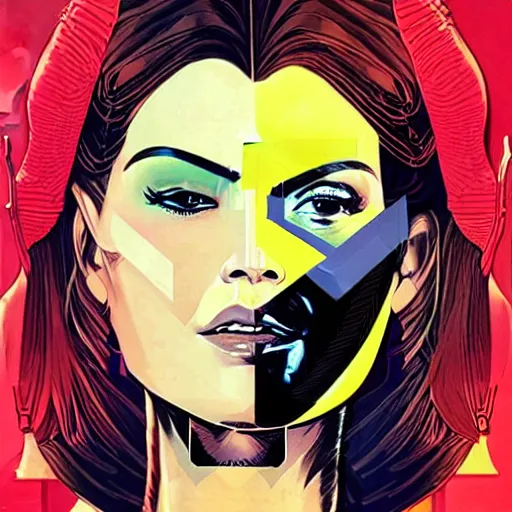 Image similar to portrait of a female android, by MARVEL comics and Sandra Chevrier