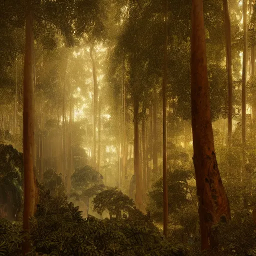 Prompt: a golden ivory forest by gustave moreau and gustave dore, 8k, octane render, art nouveau