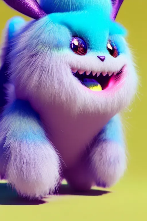 Image similar to high quality 3 d render hyperrealist very cute multipastel dotted fluffy! tarantula cat hybrid with detailed fluffy wings!!, vray smooth, in the style of detective pikachu, hannah yata charlie immer, dramatic blue light, low angle, uhd 8 k, sharp focus