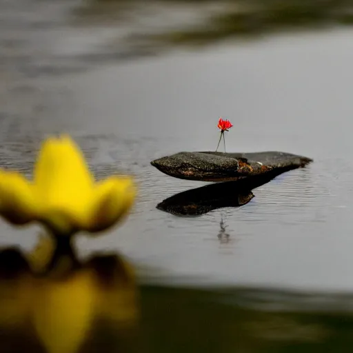 Prompt: a somnolent skipping stones pond this close-up of a darling bud of may, the disfigured priestess giving you a dastardly grin as she speeds. her eagle wring-headed rung of the ladded ladder aladdin's ladder