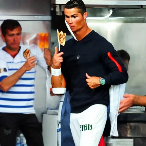 Image similar to Cristiano Ronaldo eating a kebab