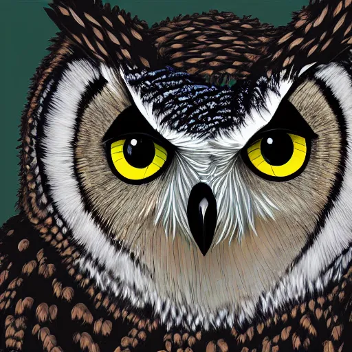 Image similar to a mix between an owl and a bear, high detail digital art