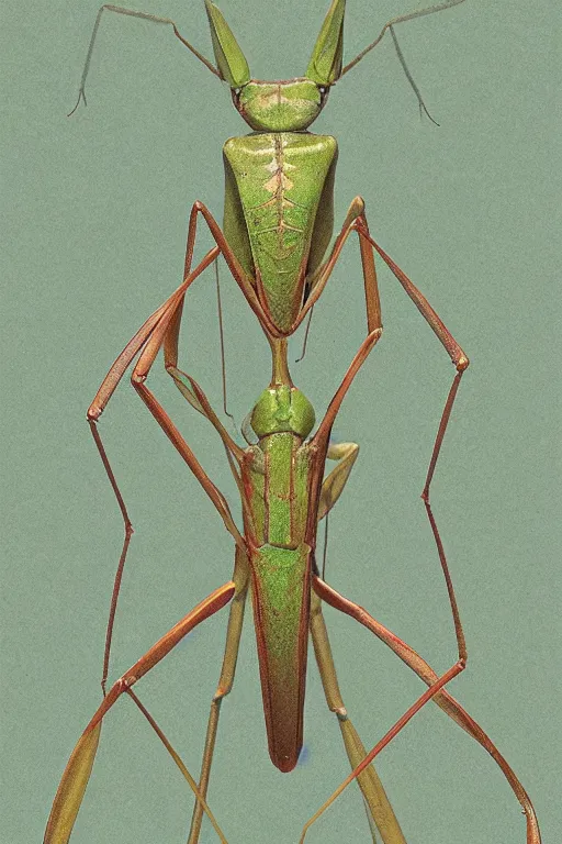 Image similar to praying mantis, paper texture, by pandora sellars