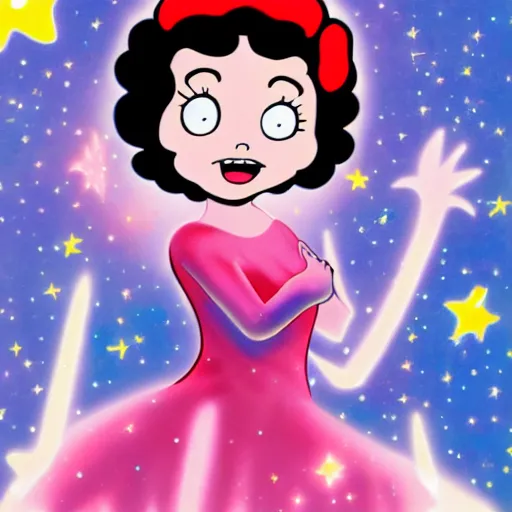 Prompt: Liminal space in outer space, Betty Boop style, colorized