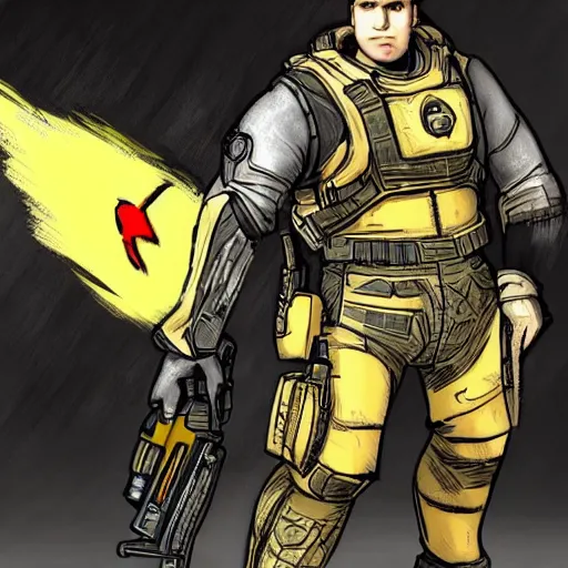 Prompt: humanized Pikachu in Gears of War