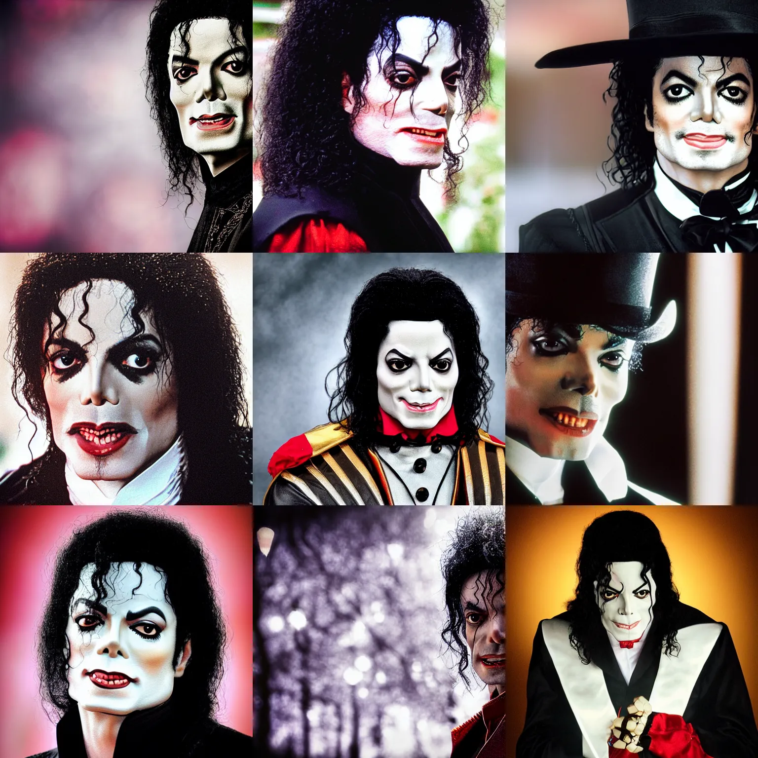 Prompt: portrait photograph, Michael Jackson as Dracula, depth of field, bokeh