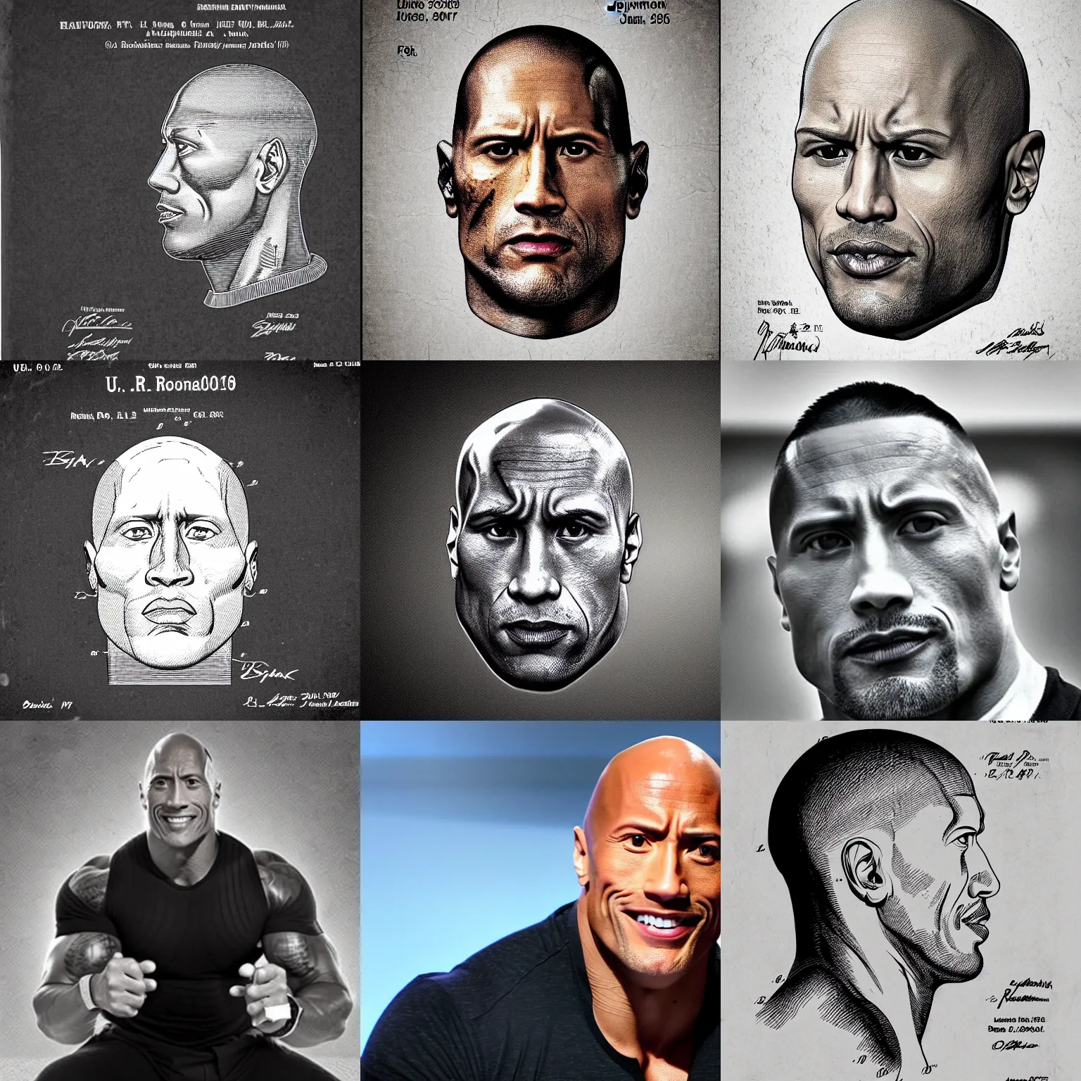 Prompt: US patent of dwayne johnson's head