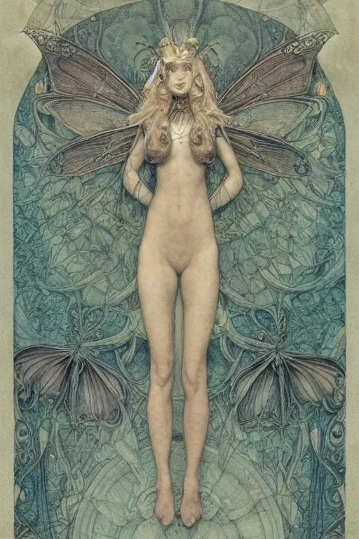 Image similar to a faerie, symmetry, detailed, by jean - baptiste monge and maxfield parrish