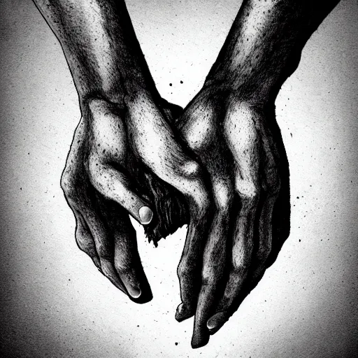 an artwork of hands ripping a heart in two broken | Stable Diffusion