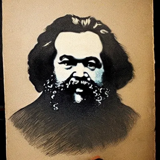 Prompt: beautiful cave painting portrait of karl marx