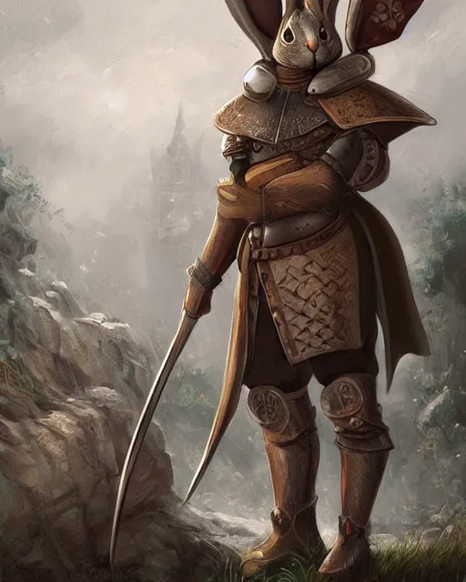 Prompt: Rabbit Knight in medieval setting, detailed digital painting, best of art station