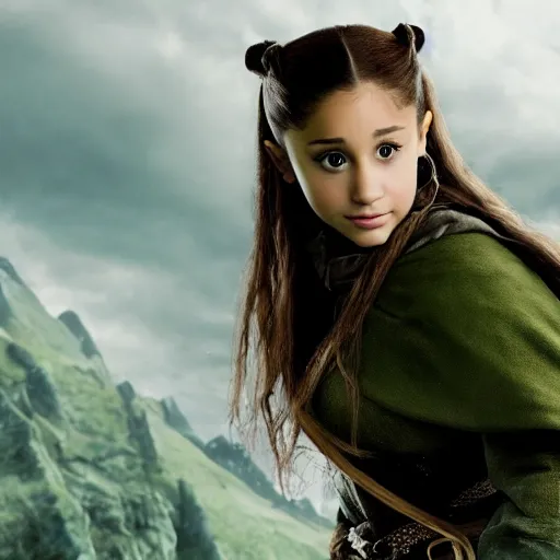 Image similar to ariana grande as a hobbit in lord of the rings 4 k