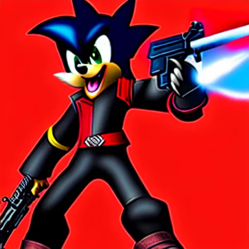 prompthunt: shadow the hedgehog holding a gun