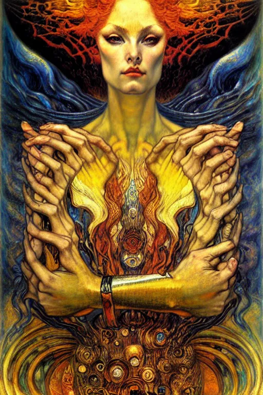 Image similar to Divine Chaos Engine by Karol Bak, Jean Delville, William Blake, Gustav Klimt, and Vincent Van Gogh, symbolist, visionary