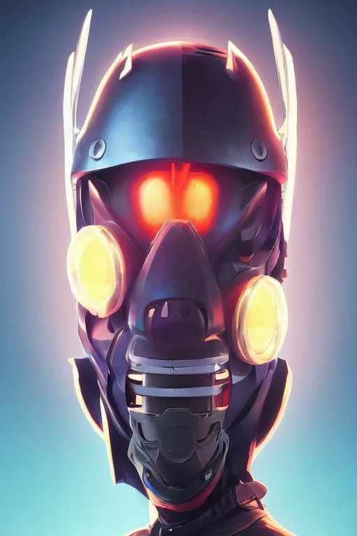 Image similar to epic mask helmet robot ninja portrait stylized as fornite style game design fanart by concept artist gervasio canda, behance hd by jesper ejsing, by rhads, makoto shinkai and lois van baarle, ilya kuvshinov, rossdraws global illumination radiating a glowing aura global illumination ray tracing hdr render in unreal engine 5