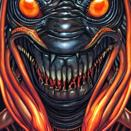 Image similar to Lofi Giger Scorn portrait of Venom as Alien Pixar style by Tristan Eaton Stanley Artgerm and Tom Bagshaw