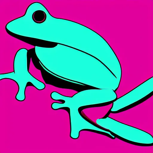 Prompt: Digital art of a frog, flat colors, minimalist style