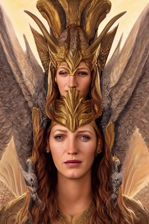 Image similar to A fantasy book style portrait painting of a hybrid, Blake Lively, Anya_Taylor-Joy, Cory Chase, as a Mystical Valkyrie, Anubis-Reptilian, Atlantean Warrior, François Boucher, Oil Painting, Crisp clear resolution, unreal 5, DAZ, hyperrealistic, octane render, Regal, Refined, Detailed Digital Art, RPG portrait, William-Adolphe Bouguereau, Michael Cheval, Walt Disney (1937), Steampunk, hyperdetailed, artstation, cgsociety, Volumetric Golden dappled dynamic lighting, Highly Detailed, Cinematic Lighting, Unreal Engine, 8k, HD