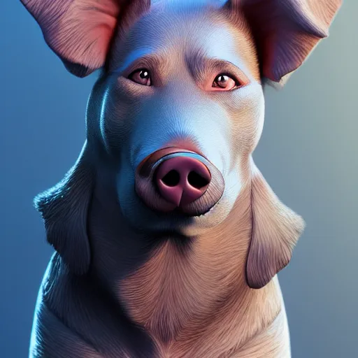 Image similar to a fusion of a dog and a pig, hyperdetailed, artstation, cgsociety, 8 k