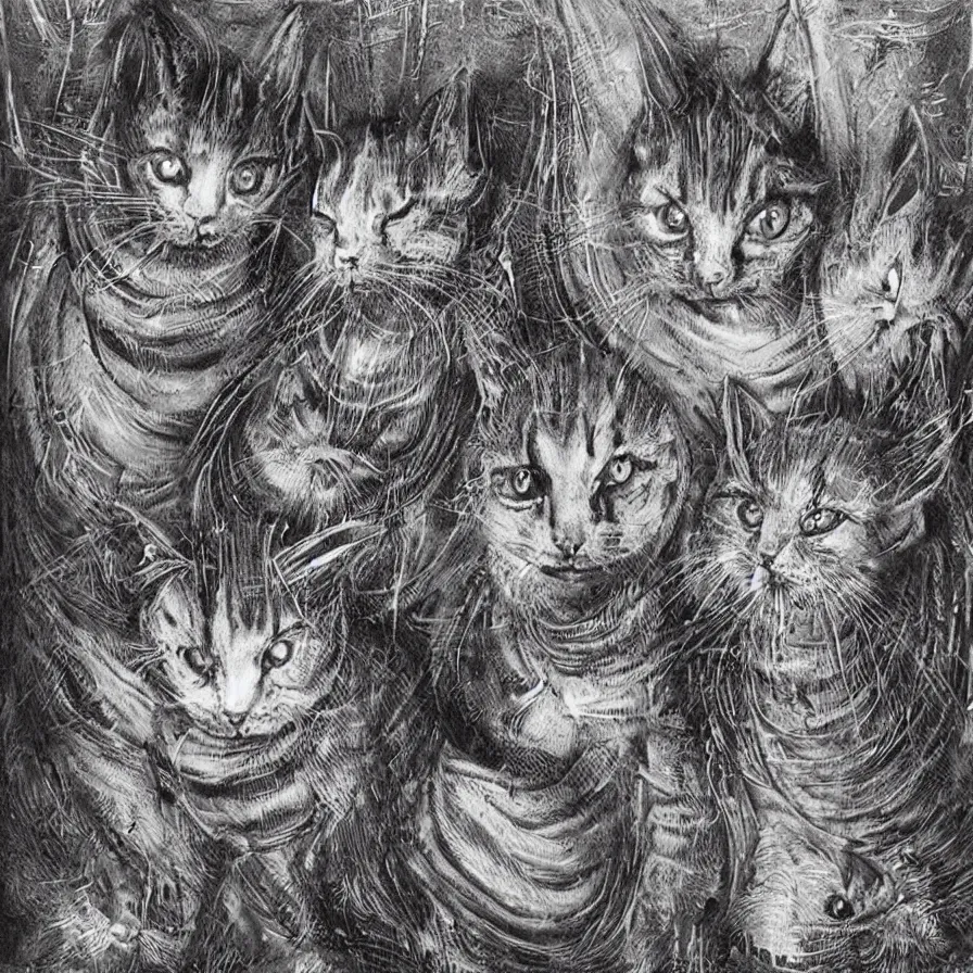 Prompt: “hr giger cats”