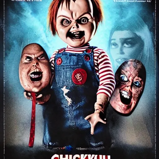 Image similar to Chucky versus Nuns movie poster