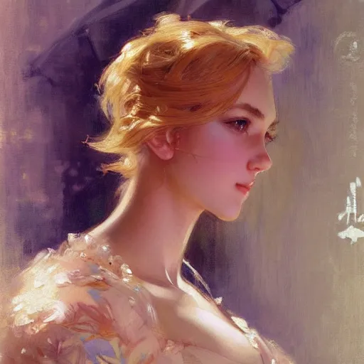 Image similar to detailed portrait of beautiful blonde anime girl, painting by gaston bussiere, craig mullins, j. c. leyendecker