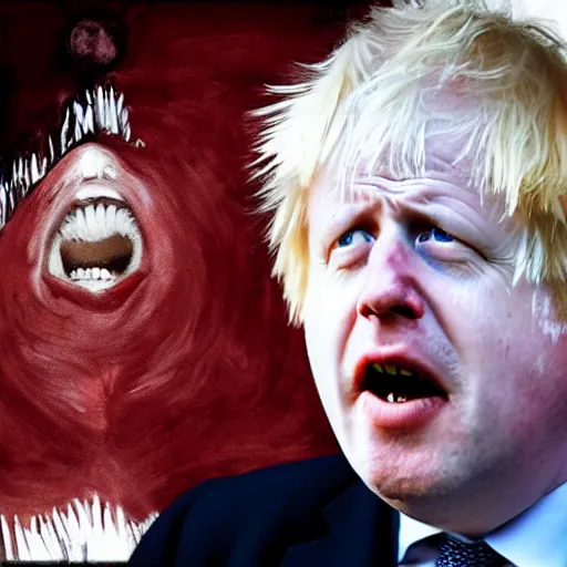 Image similar to boris johnson in the style of the scream