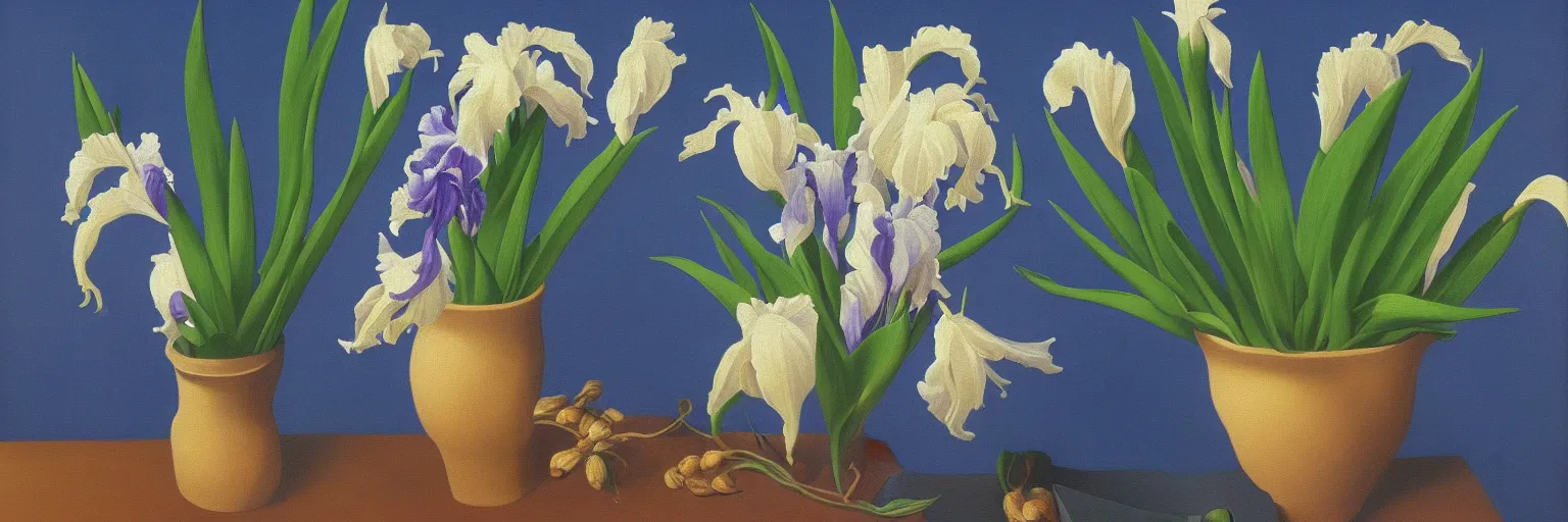 Prompt: iris flower painting magritte