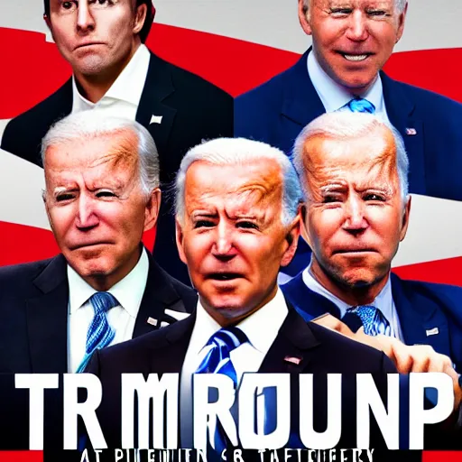 Image similar to trump, biden, musk, joe rogan, all in a statwars themed movie poster