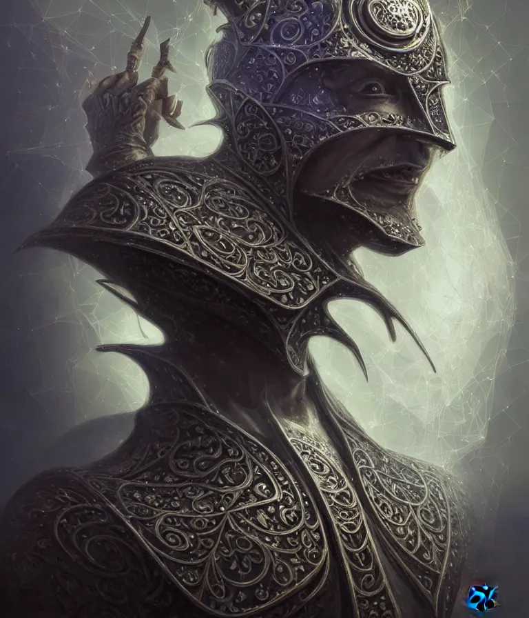 Prompt: front!!! shot of a court jester!!! character, mesmerizing fractal hypercubes, platinum, dark holography!!!, future, metallic galactic, crystalline edges, polygonal, elegant, highly detailed, centered, (((artstation, concept art, jagged, sharp focus, artgerm, Tomasz Alen Kopera, Peter Mohrbacher, donato giancola, Joseph Christian Leyendecker, WLOP, Boris Vallejo))), ((raytracing)), mugshot!!!!!, ugly!!!!!!, octane render, nvidia raytracing demo, octane render, nvidia raytracing demo, octane render, nvidia raytracing demo, 8K