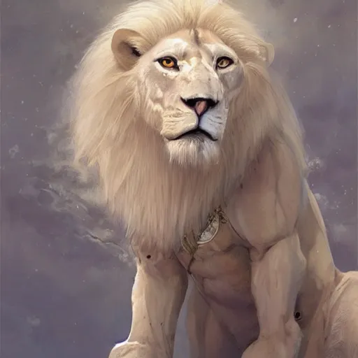 Image similar to a beautfiul award winning commission portrait of an anthro albino lion wearing diamond victorian armour,digital art,art by greg rutkowski,character design by charles bowater,photorealistic,ross tran,hyperdetailed,detailed face,fascinating,2021,western comic style