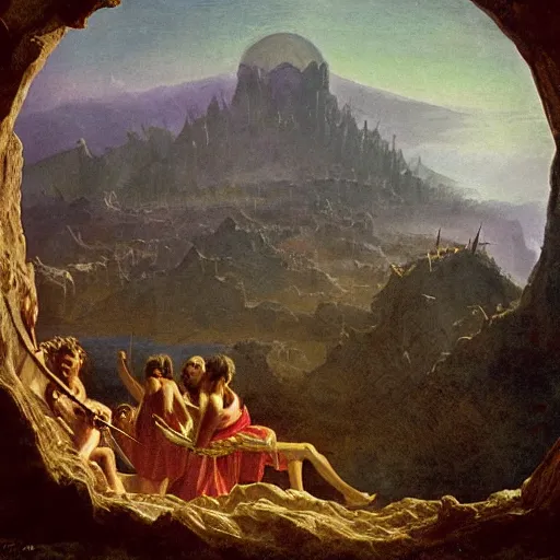 Image similar to Dante's First Circle of Hell: Limbo, in the style of Thomas Cole