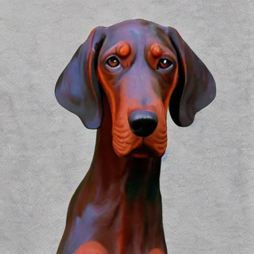 Image similar to marble statue of redbone coonhound, realistic