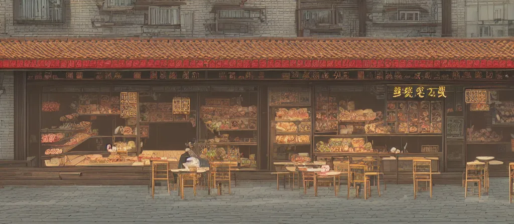 Prompt: a beautiful hyperdetailed render of roasted string hotpot restaurant restaurant yan'an small shop, simple style, from china, with merchant logo, simple structure, surrealistic, chinese style, victo ngai, james jean, denoise, deblurring