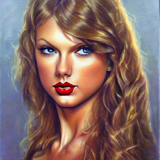 Image similar to pencil art, detailed portrait of taylor swift, intricate, hyper detailed, realistic, oil painting, by julie bell, frank frazetta, cinematic lighting