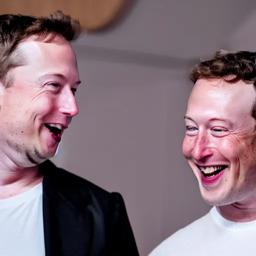 Image similar to elon musk & mark zuckerberg giggling while attending a private pajama party for celebrities only. cinematic 8 k, depth of field, bokeh.