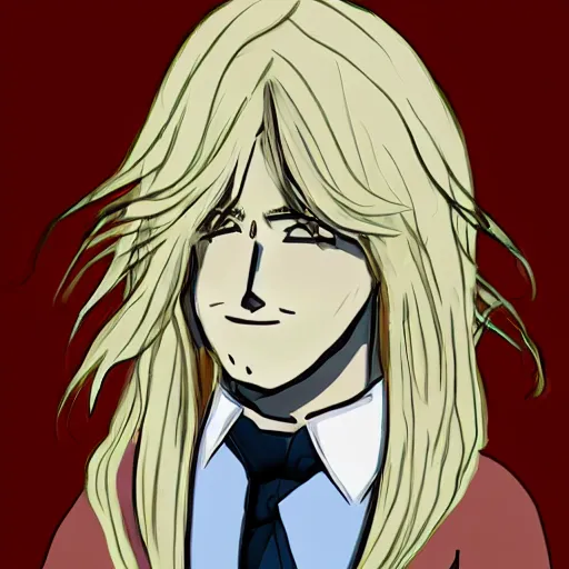 Prompt: concept art of a man with blond wavy hair, anime style