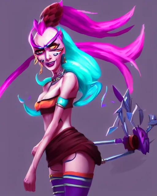 Image similar to Jinx league of legends in the style of Arcane animation, artstation, by concept artist
