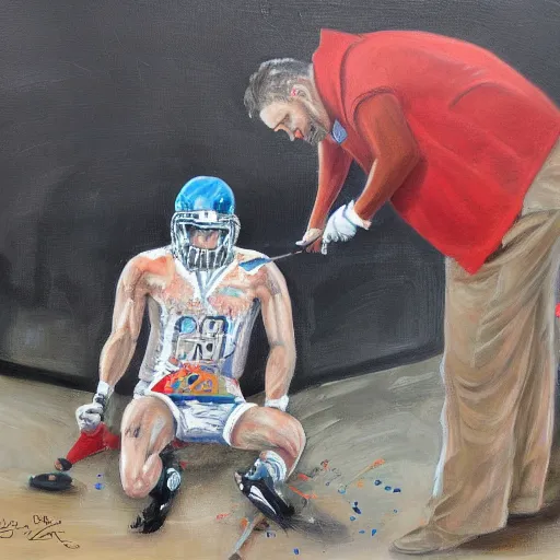 Image similar to a detailed painting of joel glazer being tarred and feathered