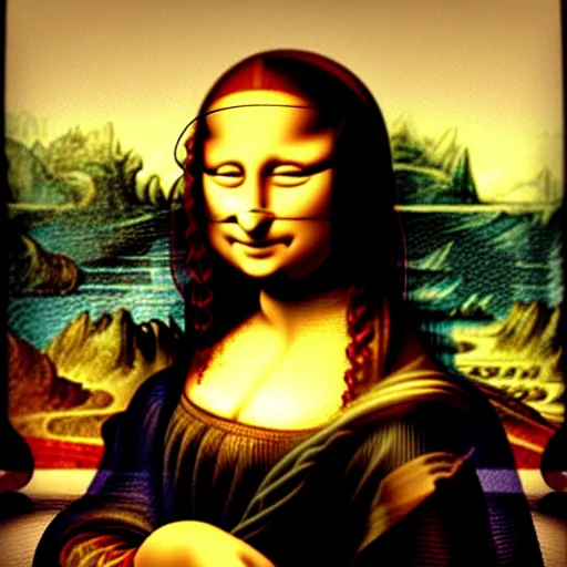 Image similar to mona lisa stoned out of her mind laughing funny