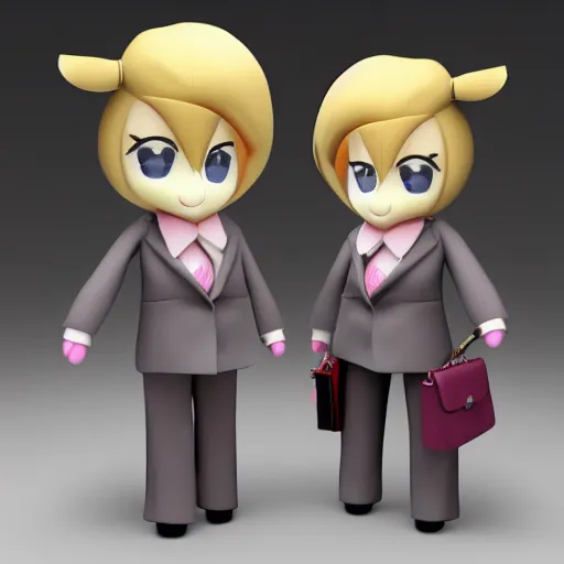 Image similar to cute fumo plush of a businesswoman with a briefcase, vray