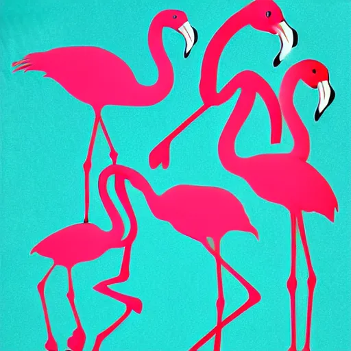 Prompt: flamingo warhol