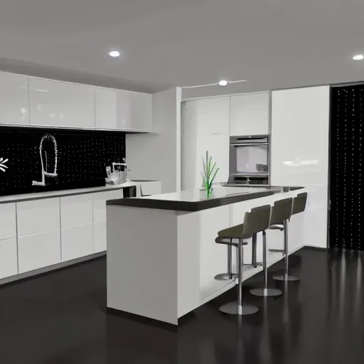 Image similar to modern kitchen with rgb led strip lighting, homes and gardens, super detailed render, award winning,