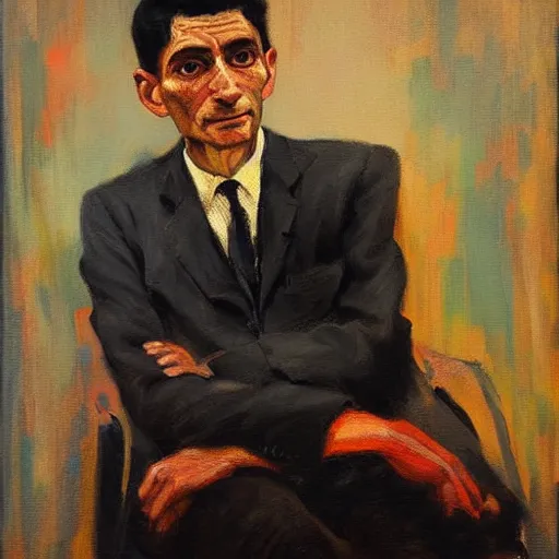 Prompt: Franz Kafka, contemporary oil painting by Jason Shawn Alexander, trending on pinterest