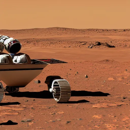 Image similar to astronauts in buggy on Mars.